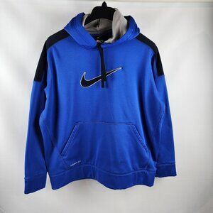 Nike Center Swoosh Hoodie Mens XL Pull-Over Blue Black 438734 493